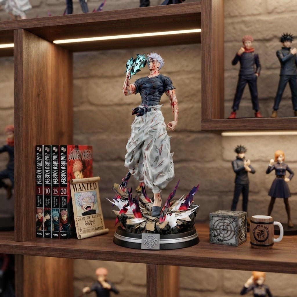Figurine Gojo Satoru torse nu Jujutsu Kaisen - exposee sur une etagere (decor non inclus)