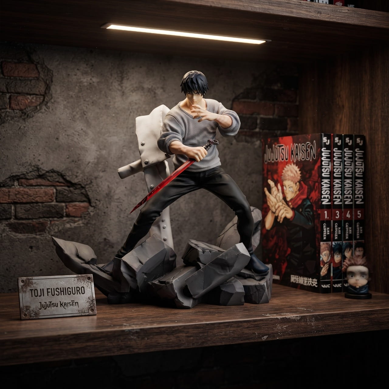 Figurine Toji Fushiguro lance inversee Jujutsu Kaisen - exposee sur une etagere (decor non inclus)