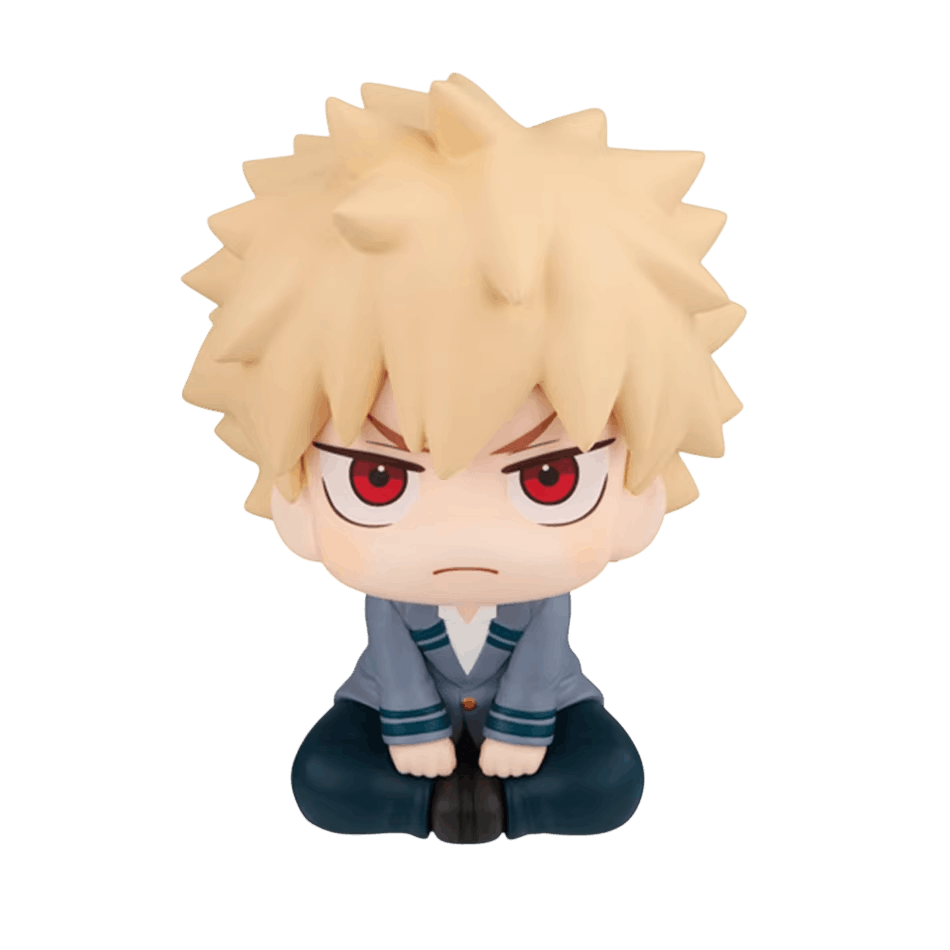 Figurine PVC de Bakugo vue de face, épis blond cendré et regard rouge — My Hero Academia