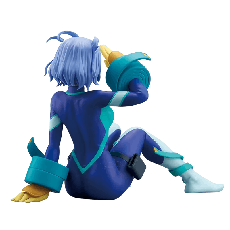 Gros plan sur le visage de Nejire Hado, cheveux bleu clair ondulés et deux antennes relevées