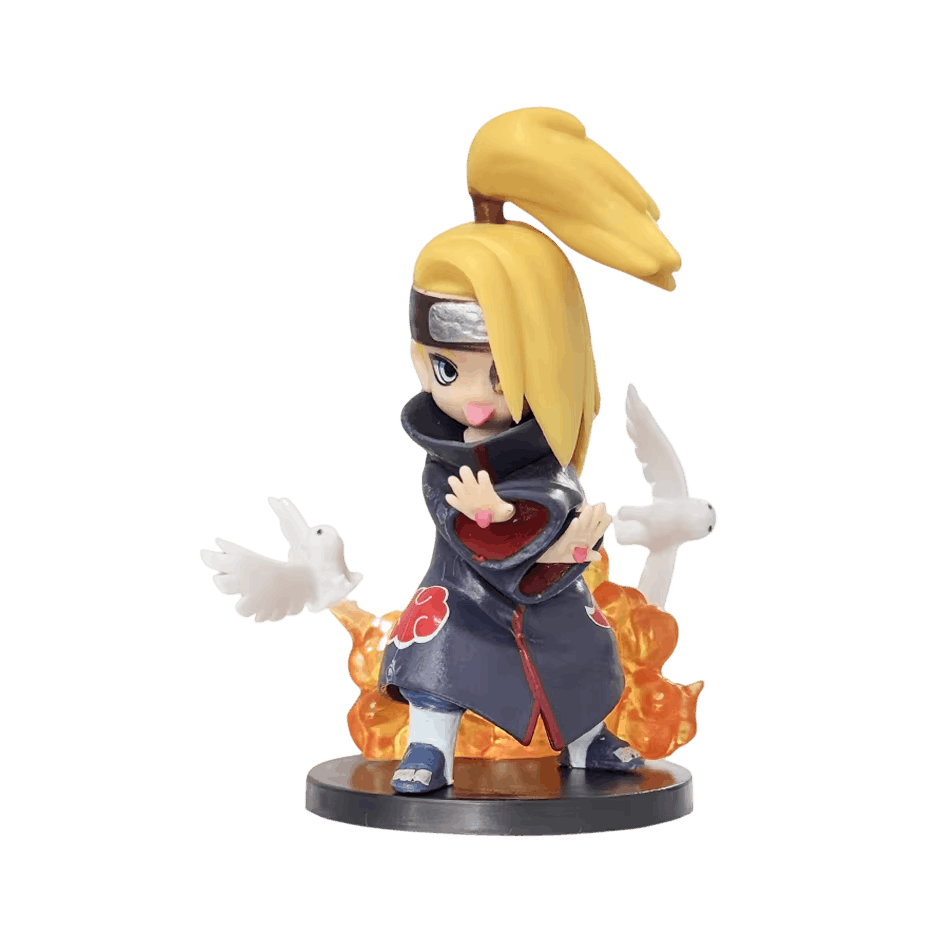 Figurine chibi Naruto Deidara Akatsuki et ses oiseaux d'argile - face