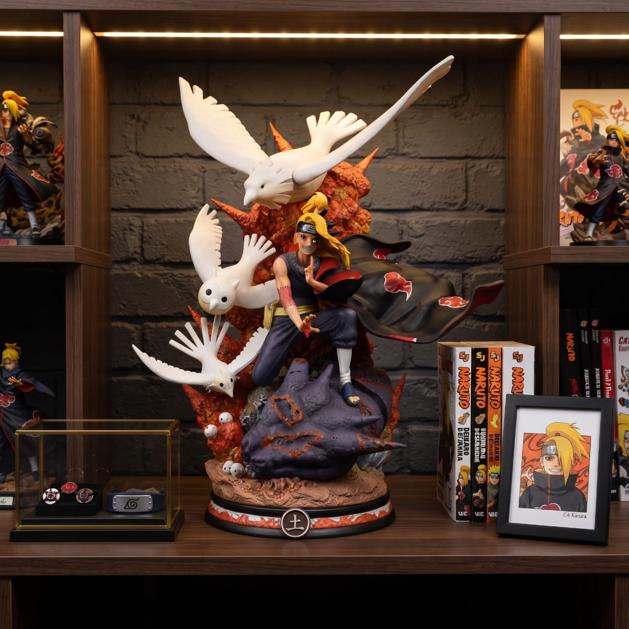 Figurine Deidara oiseaux argile Akatsuki Naruto - exposee sur une etagere (decor non inclus)