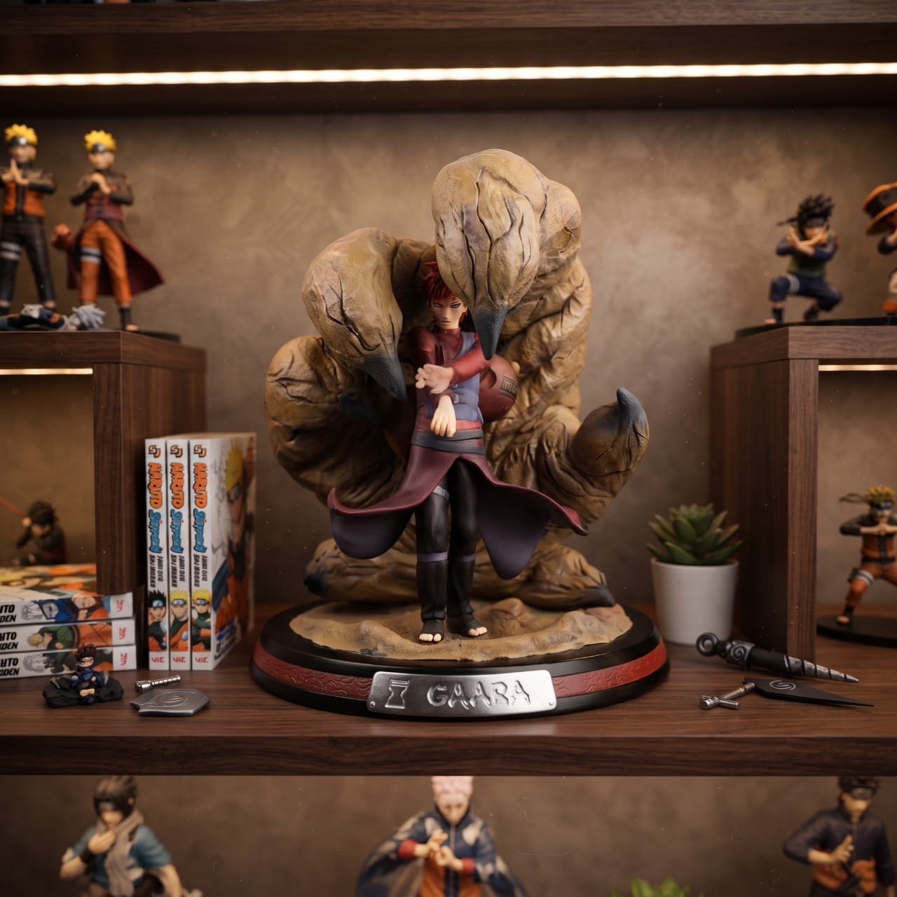 Figurine Gaara prison de sable Naruto - exposee sur une etagere (decor non inclus)