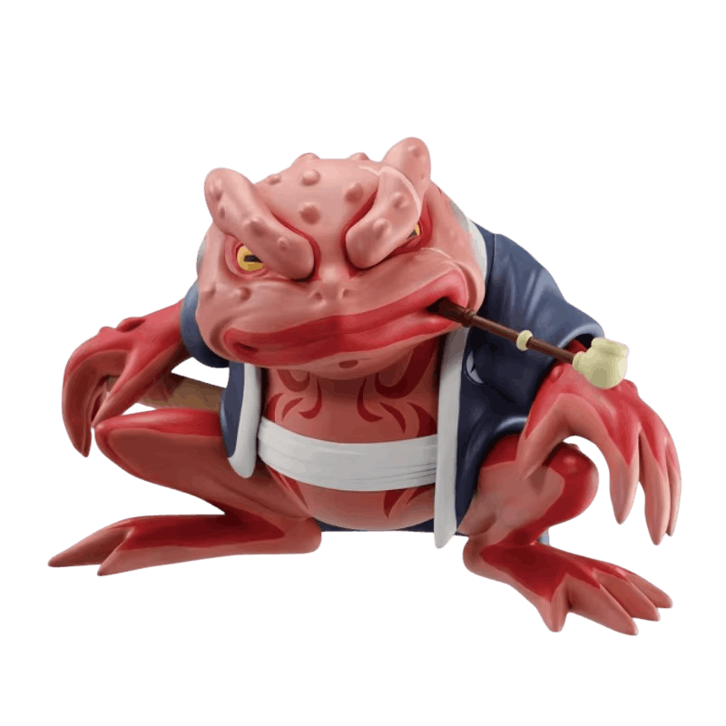 Figurine PVC de Gamabunta, crapaud massif rose corail à veste bleue et pipe — Naruto