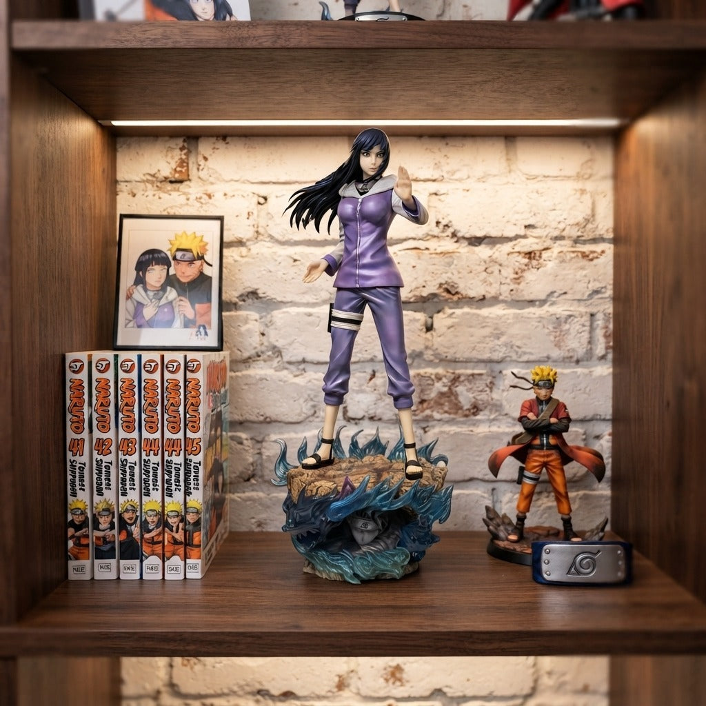 Figurine Hinata Hyûga Naruto exposée sur une étagère (décor non inclus)