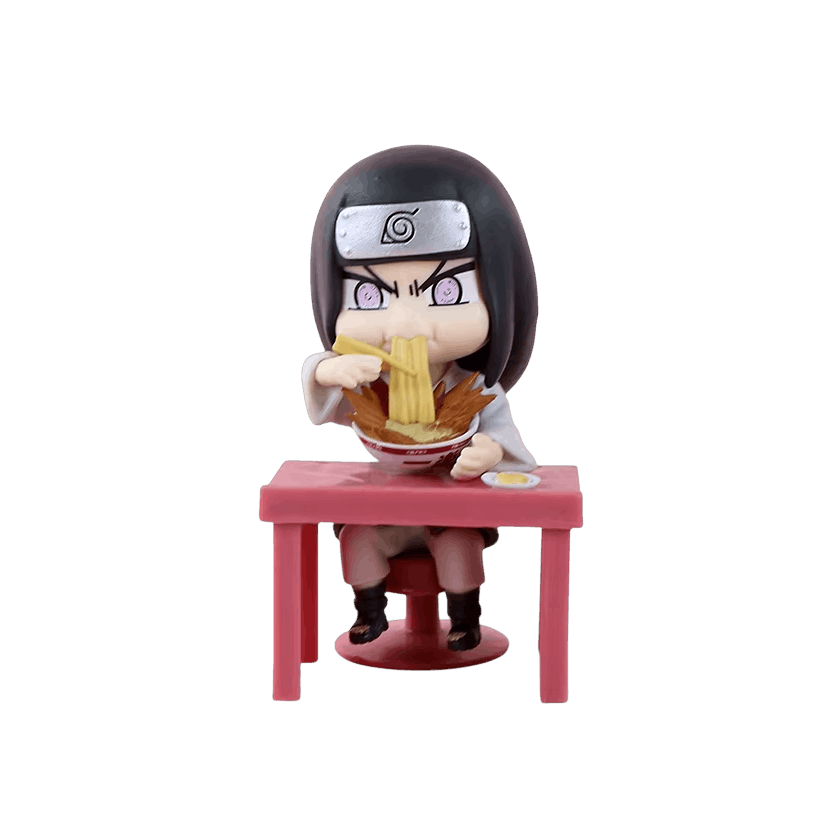 Figurine chibi Hinata Hyūga attablée devant son bol de ramen - face