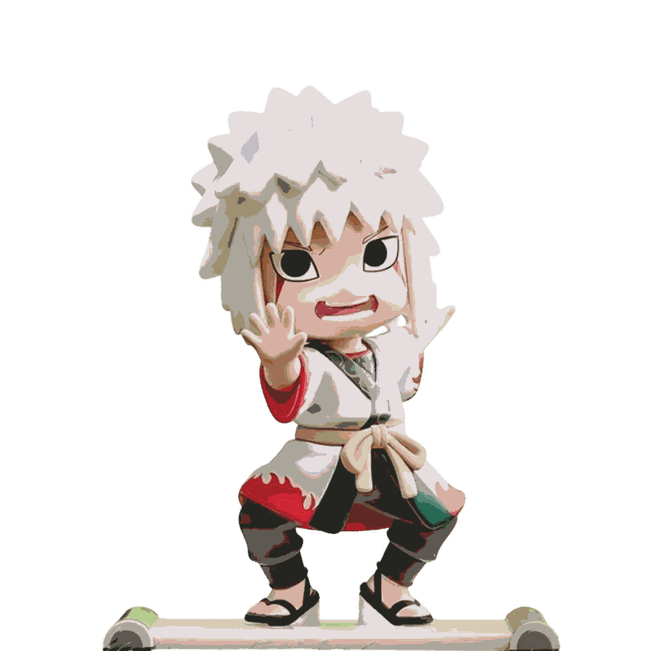 Figurine chibi Jiraiya vue de face — marques rouges sous les yeux — Naruto, PVC peint