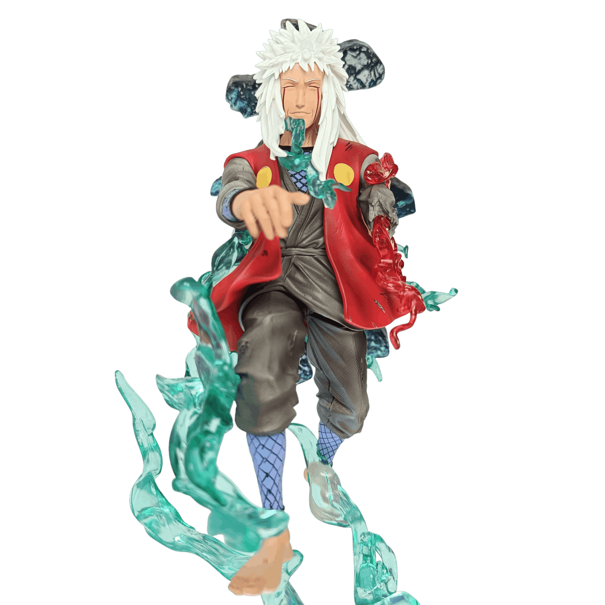 Figurine Jiraiya (Naruto), effet enveloppant sur trois côtés, pas un simple socle — détourée, vue sans décor.