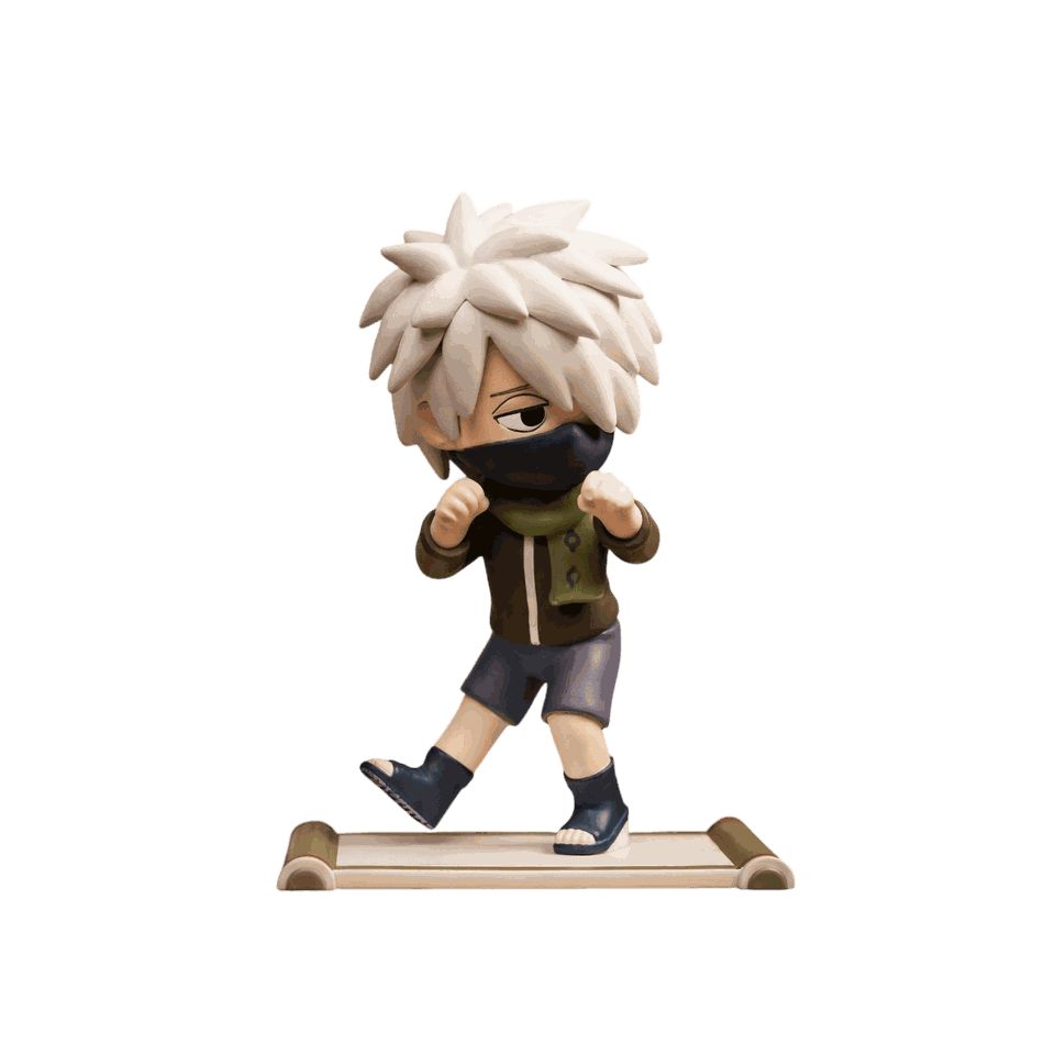 Figurine chibi Kakashi Hatake vue de face — bandeau de travers sur l'œil gauche — Naruto, PVC peint