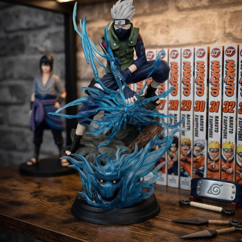 Figurine Kakashi meute de foudre Naruto - exposee sur une etagere (decor non inclus)