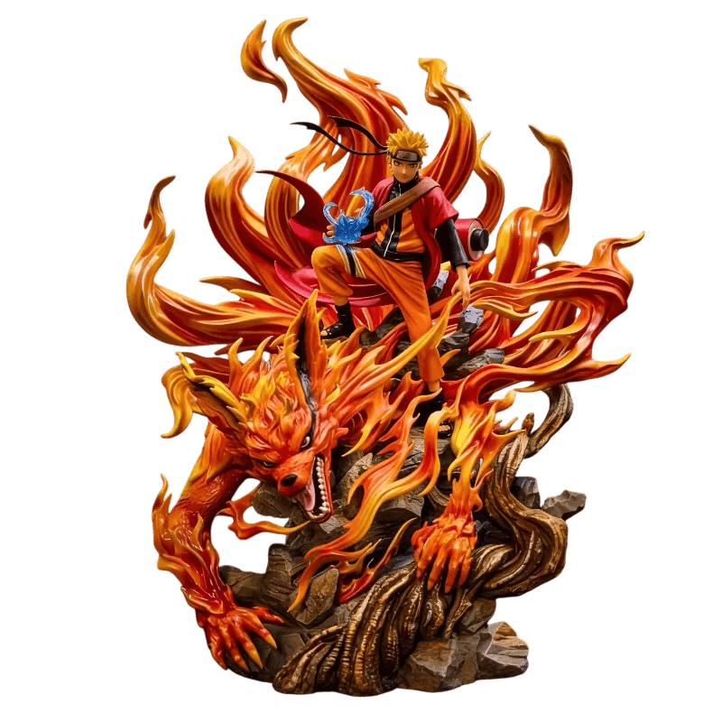 Figurine Naruto Mode Ermite et Kurama 41 cm vue de face, Rasenshuriken et neuf queues de feu