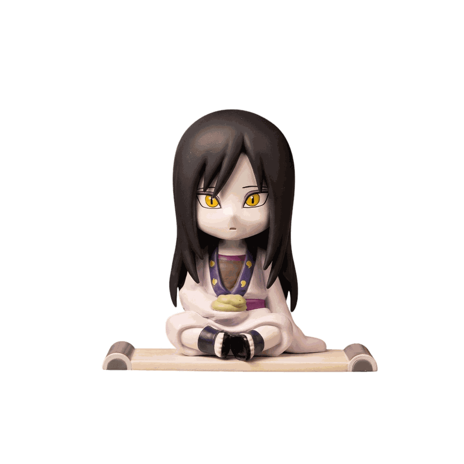 Figurine chibi Orochimaru vue de face — longs cheveux noirs — Naruto, PVC peint