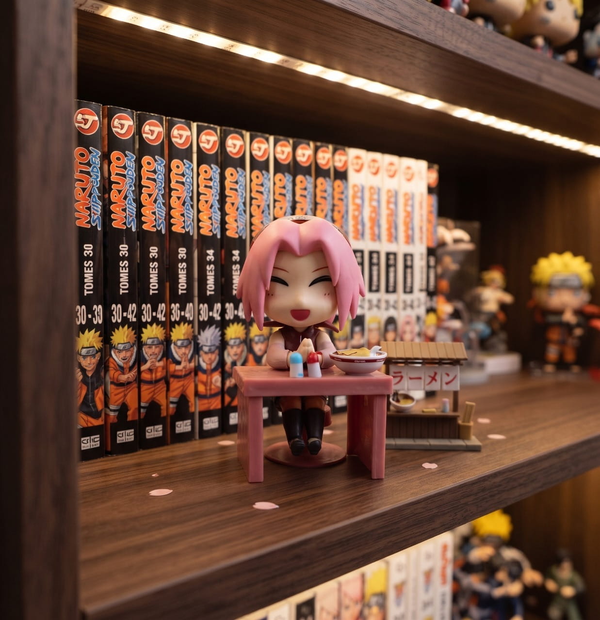Figurine chibi Sakura Haruno exposée sur une étagère (décor non inclus)