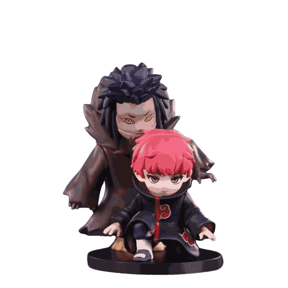 Figurine chibi Sasori vue de face — corps roux au visage juvénile en dessous — Naruto, PVC peint