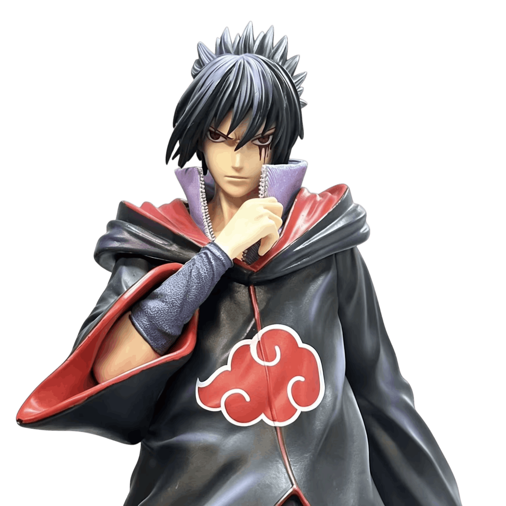 Figurine Sasuke Uchiha Akatsuki gros plan visage larme de sang - Naruto