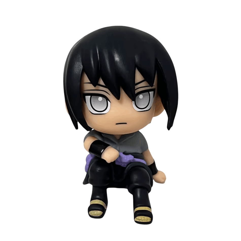 Figurine chibi Naruto Sasuke Uchiha 10 cm assis - face