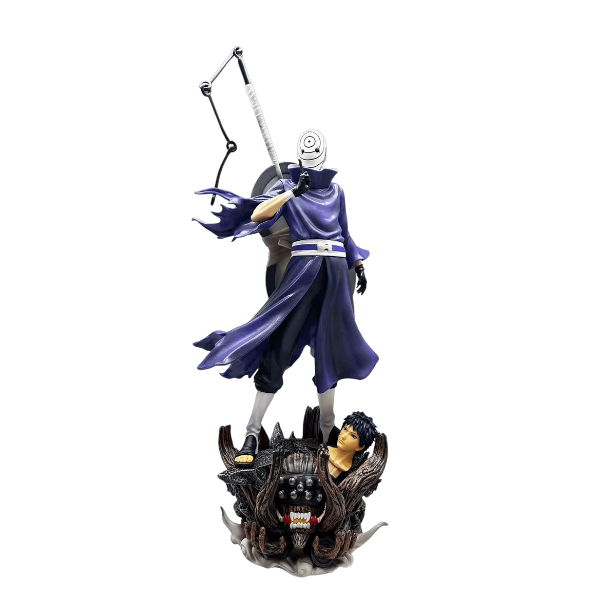 Figurine Tobi Obito Uchiha masque blanc gunbai socle Statue Démoniaque - Naruto