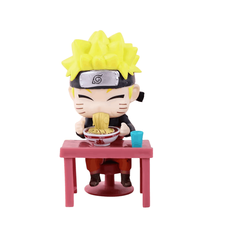 Figurine chibi Naruto Uzumaki attablé devant son bol de ramen - face