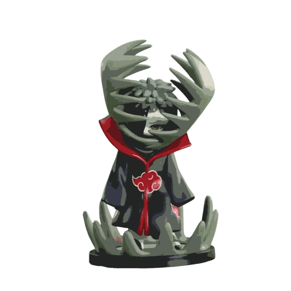 Figurine chibi Zetsu vue de face — manteau noir à nuages rouges — Naruto, PVC peint