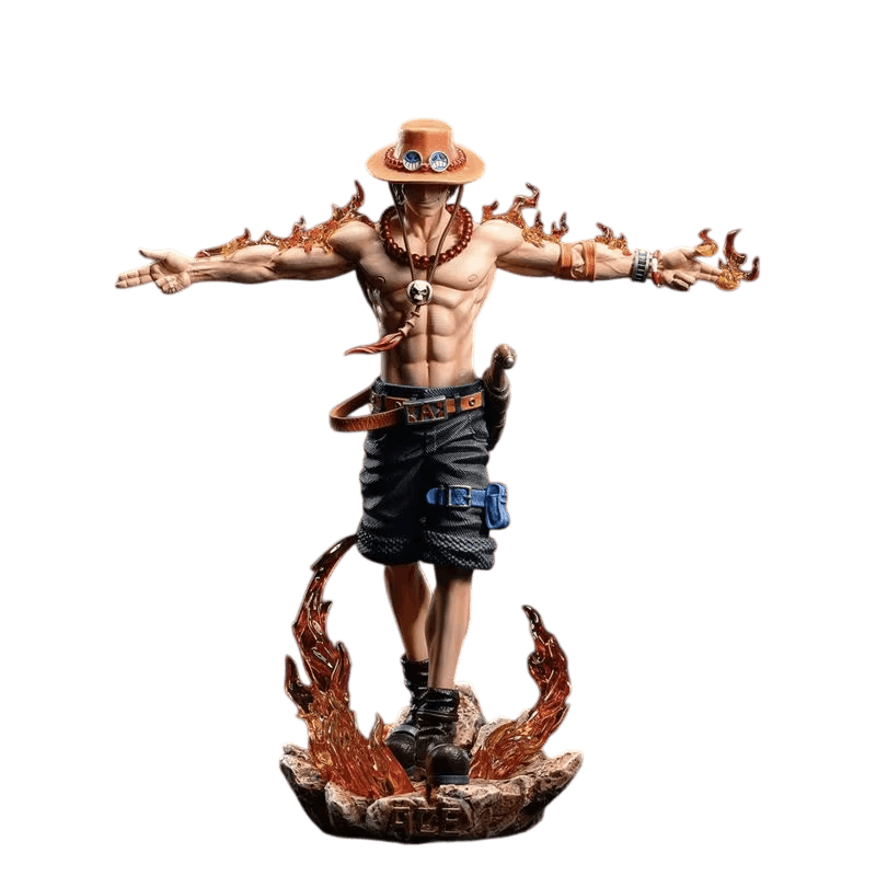 Figurine One Piece Ace bras déployés flammes 28 cm