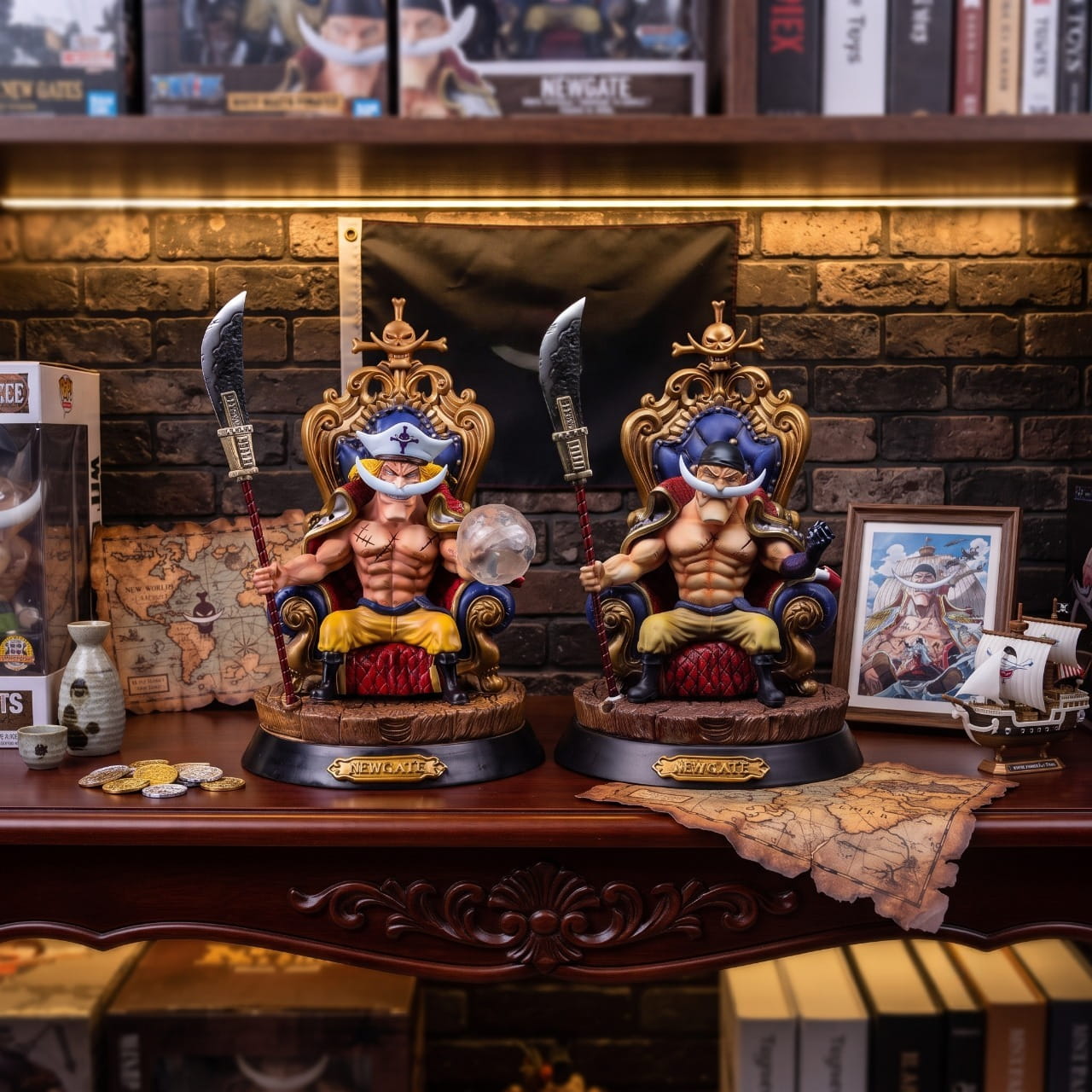 Figurine Barbe Blanche Edward Newgate trone One Piece - exposee sur une etagere (decor non inclus)
