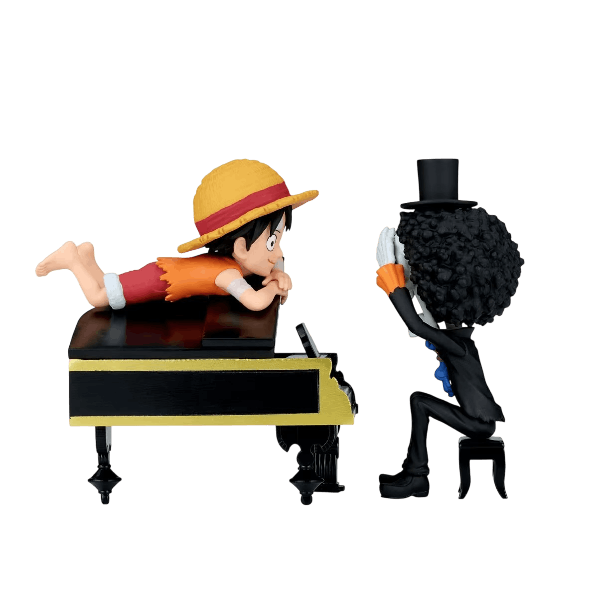 Diorama One Piece Brook au piano à queue et Luffy - face