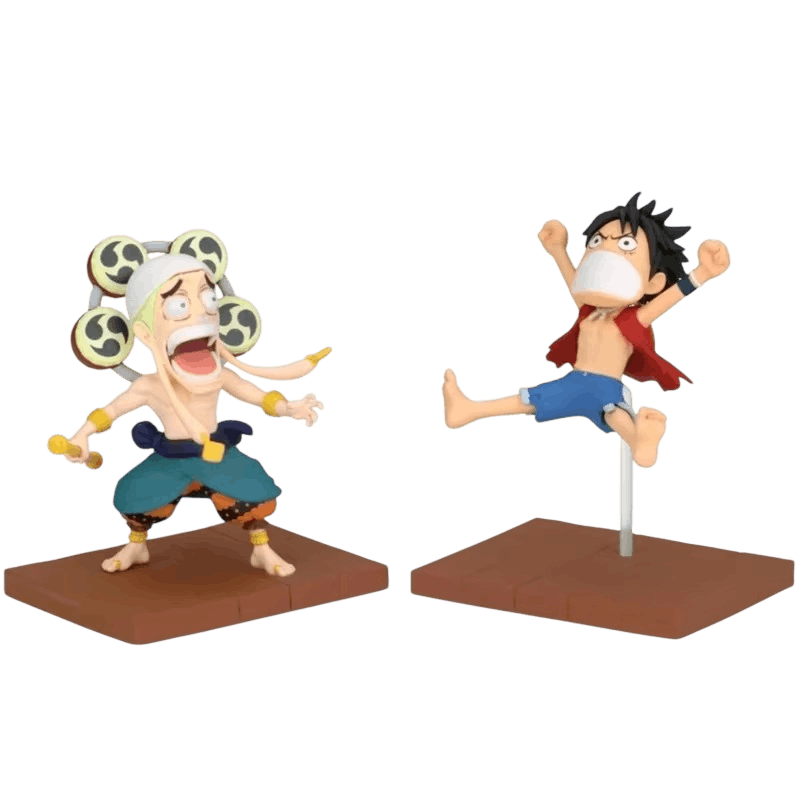 Diorama One Piece Luffy vs Enel, les deux figurines - face
