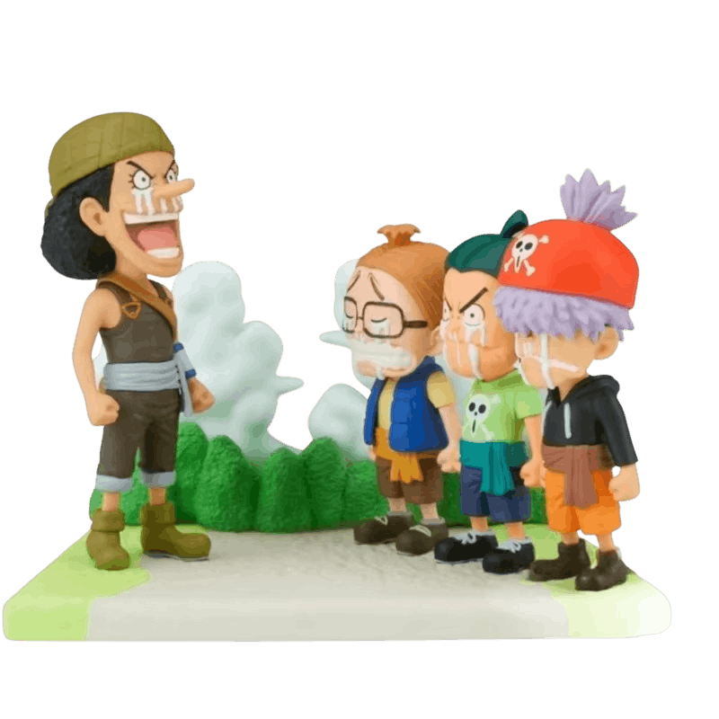 Diorama One Piece Usopp et les trois enfants des Usopp Pirates - face