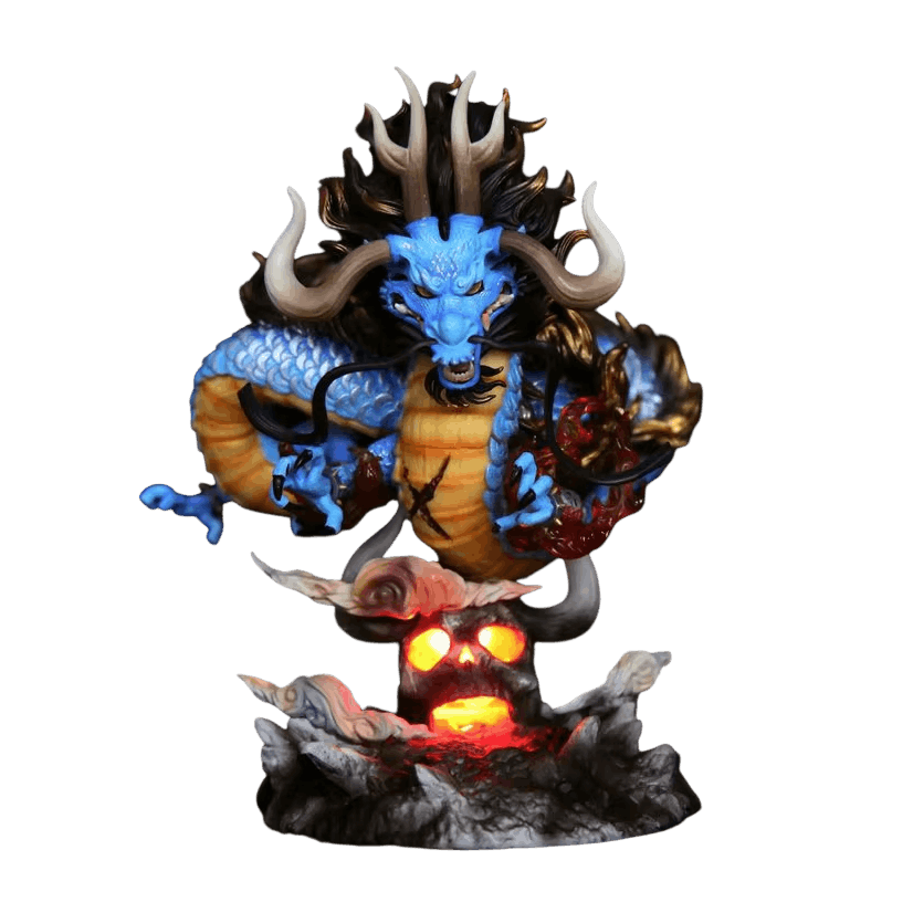 Figurine lumineuse Kaido dragon azur One Piece - face