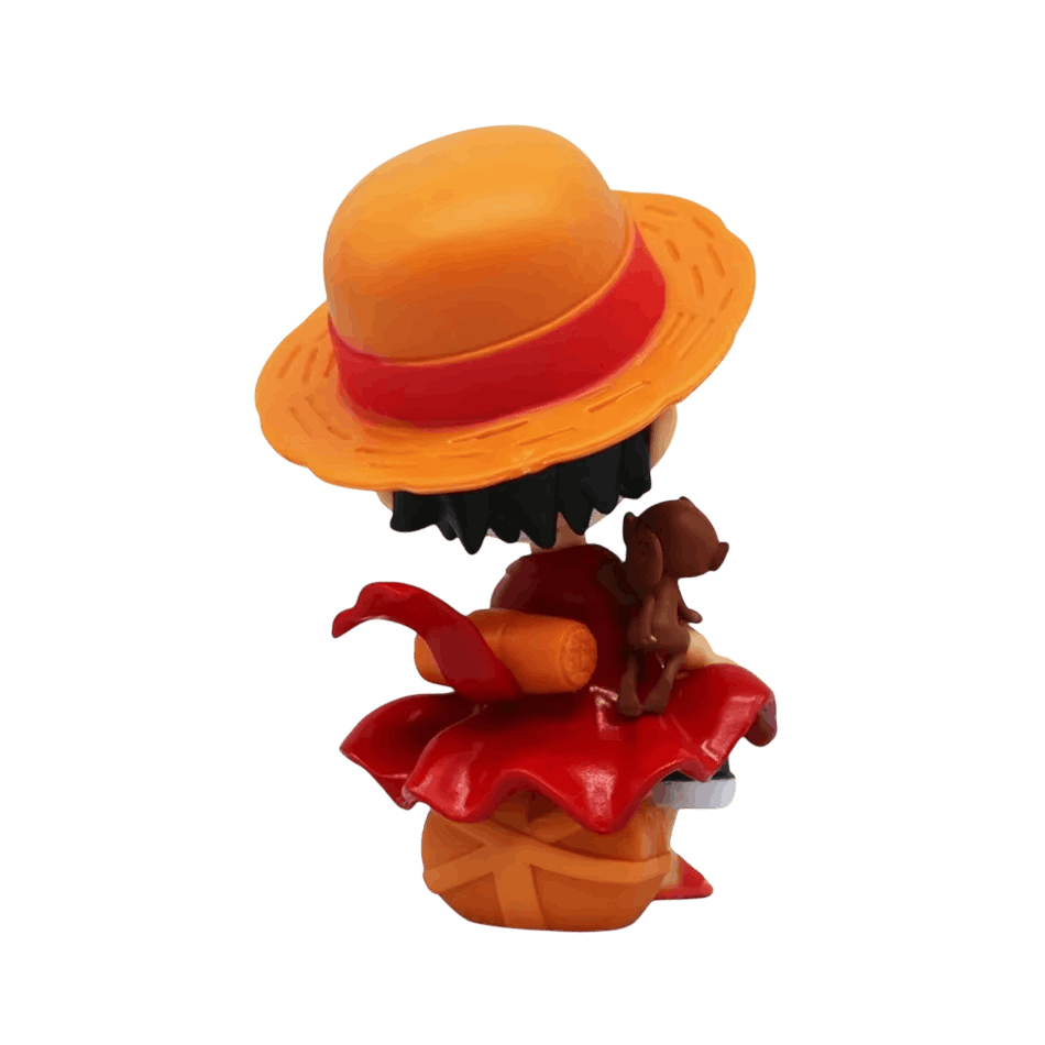 Figurine chibi Monkey D. Luffy assis - vue arrière