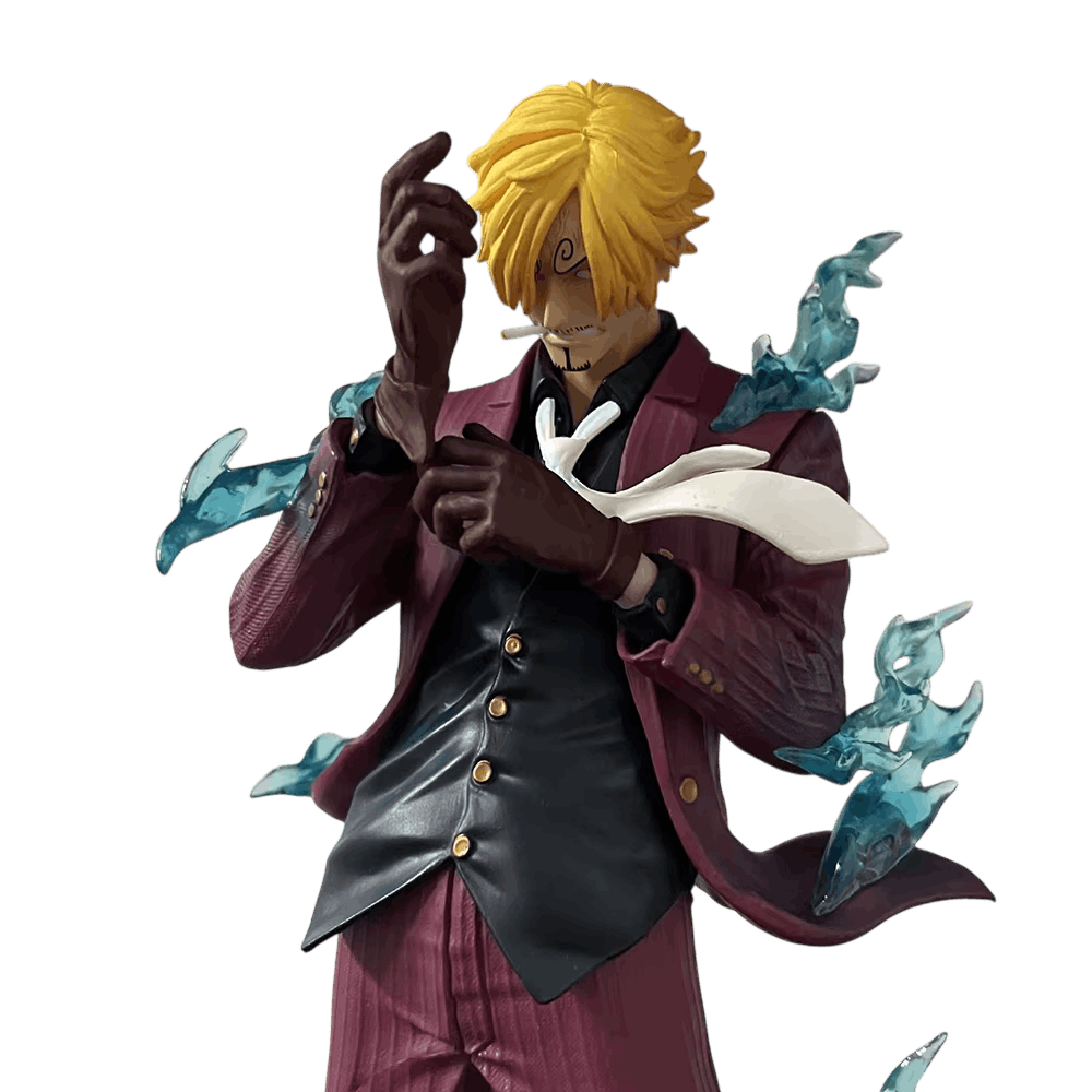 Figurine Sanji vue arrière flammes bleues translucides - One Piece