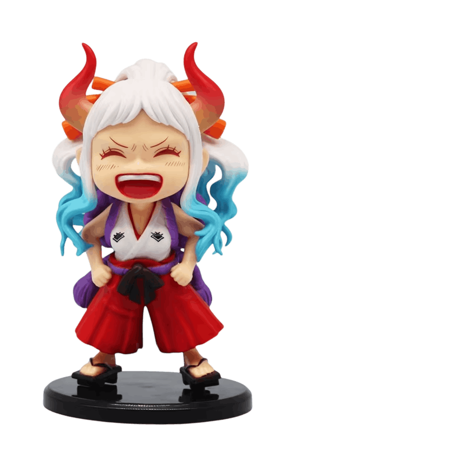 Figurine chibi Yamato de One Piece, cornes et chevelure bicolore - face