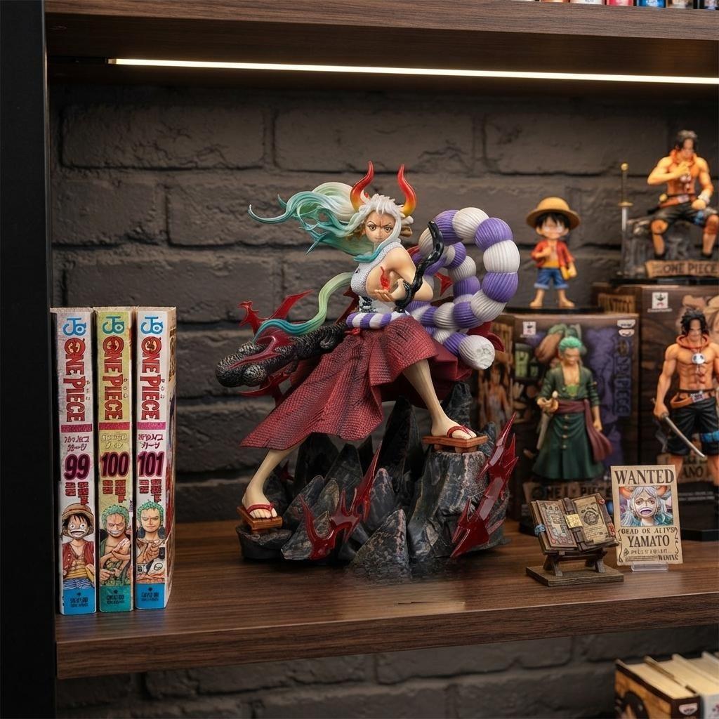 Figurine Yamato Onigashima One Piece - exposee sur une etagere (decor non inclus)