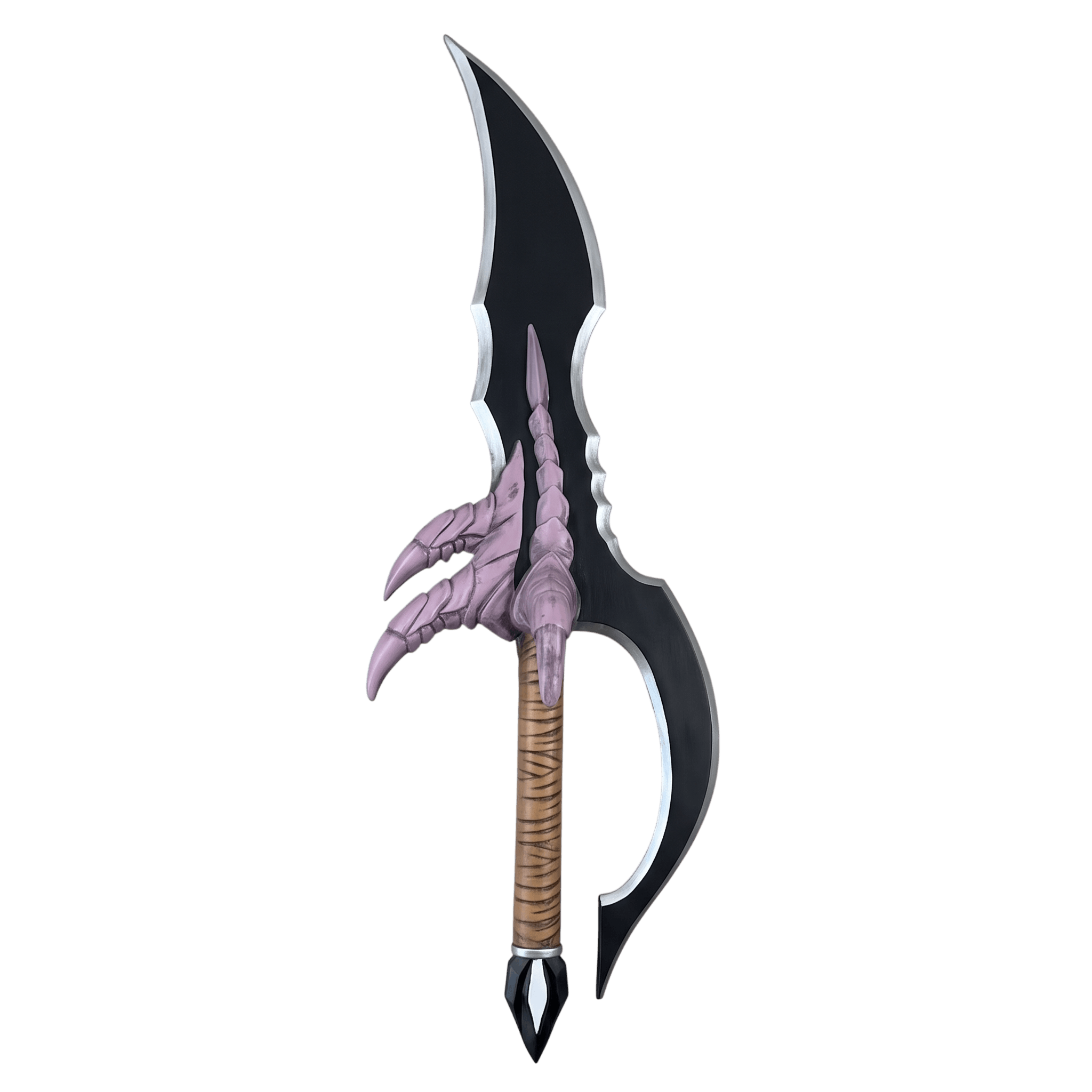 Hache noire à griffes mauves de Solo Leveling détourée sur fond blanc