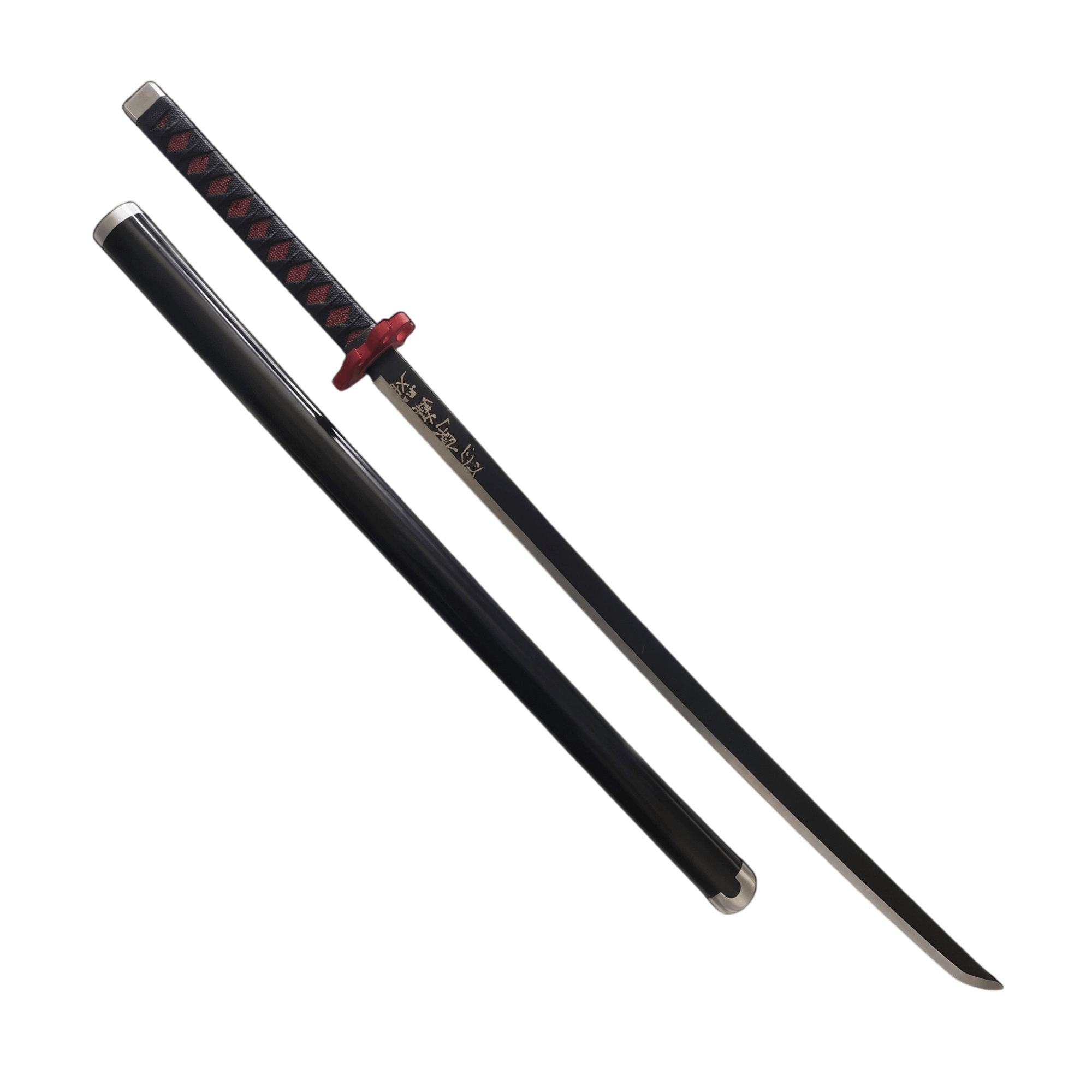 Katana Kyojuro Rengoku Demon Slayer — lame et fourreau, vue de face
