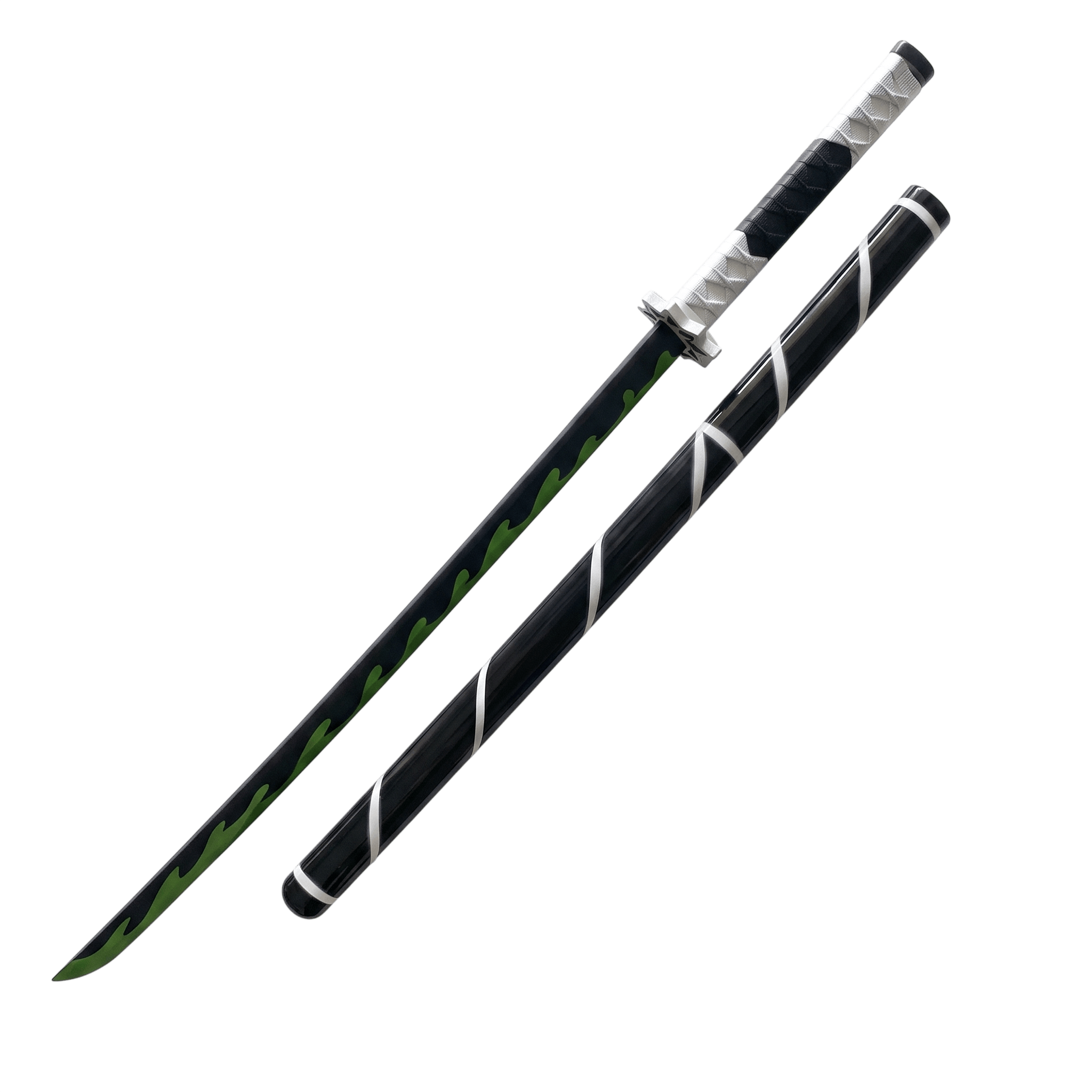 Katana Sanemi Shinazugawa Demon Slayer — lame et fourreau, vue de face
