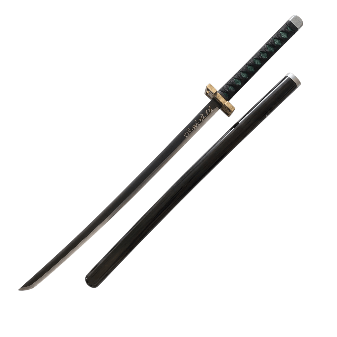 Katana Muichiro Tokito Demon Slayer — lame et fourreau, vue de face