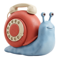 Escargot bleu dont la coquille est un téléphone rouge à cadran, détouré