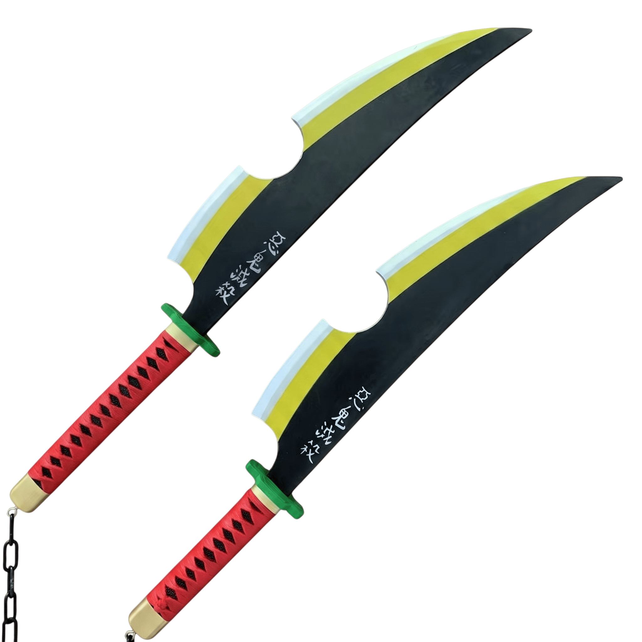 Katana Tengen Uzui Demon Slayer — lame et fourreau, vue de face