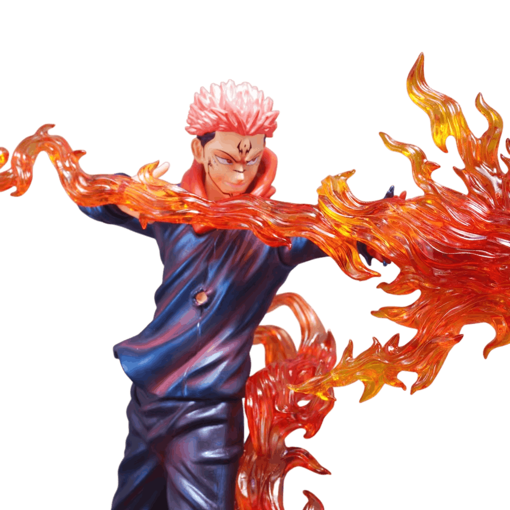 Statue Sukuna Jujutsu Kaisen socle rocheux détails